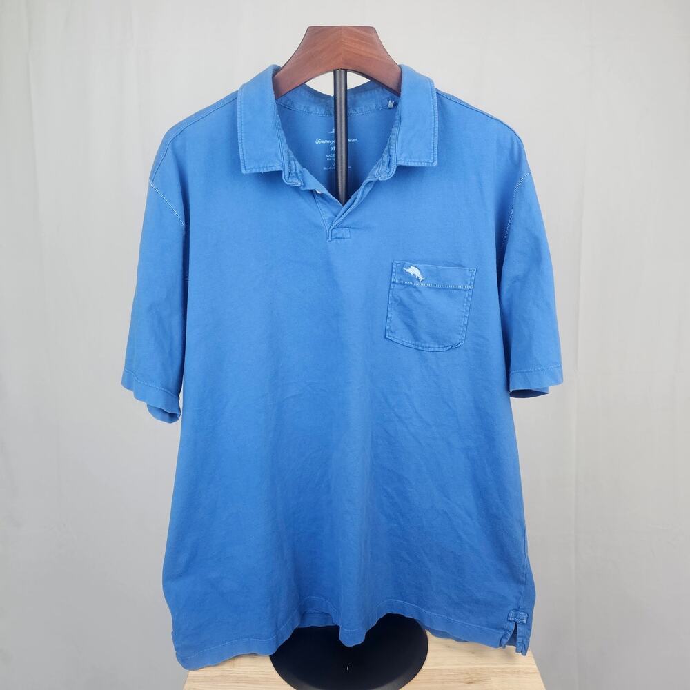 Tommy Bahama Men’s Polo Shirt Size XL Blue Pima Cotton Embroidered Made in Peru